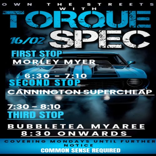 Torque Spec Cruise — Muscle car meet in Perth, WA on Monday 16 February 2026