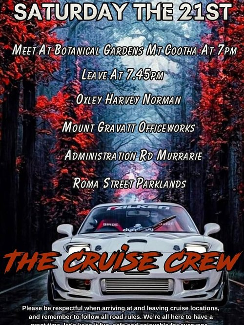 Saturday The 21st Cruise — JDM car meet in Brisbane, QLD on Saturday 21 March 2026