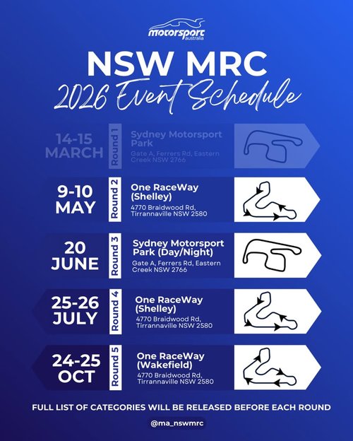 NSW MRC Round 2 — track day in Sydney, NSW on Saturday 9 May 2026