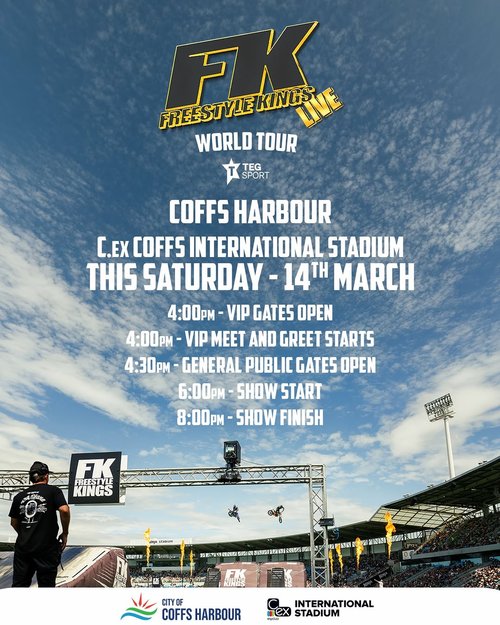Freestyle Kings Live — spectator event in Coffs Harbour, NSW on Saturday 14 March 2026