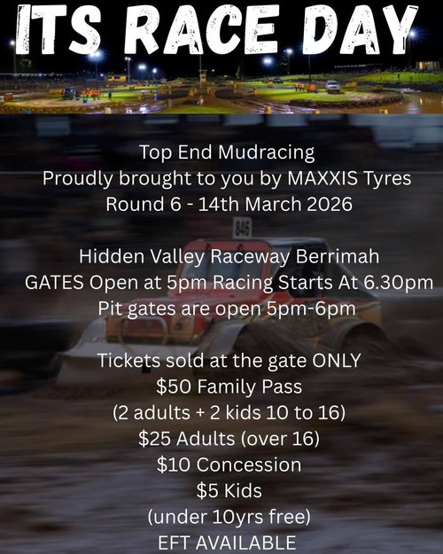 Top End Mudracing - Round 6 — 4x4 spectator event in Darwin, NT on Saturday 14 March 2026