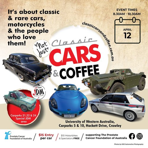 Classic Cars & Coffee — Classic/Euro car meet in Perth, WA on Sunday 12 April 2026