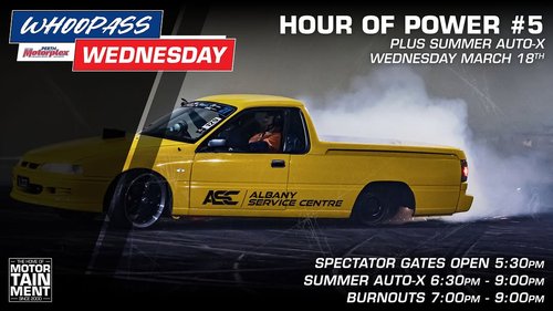 WhoopAss Wednesday - Hour of Power #5 + Summer Auto-X — Muscle track day in Perth, WA on Wednesday 18 March 2026