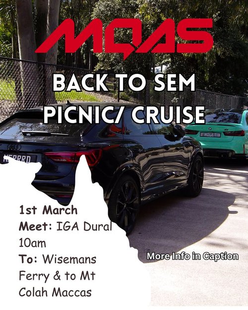 Back to Sem Picnic/Cruise — car meet in Sydney, NSW on Sunday 1 March 2026