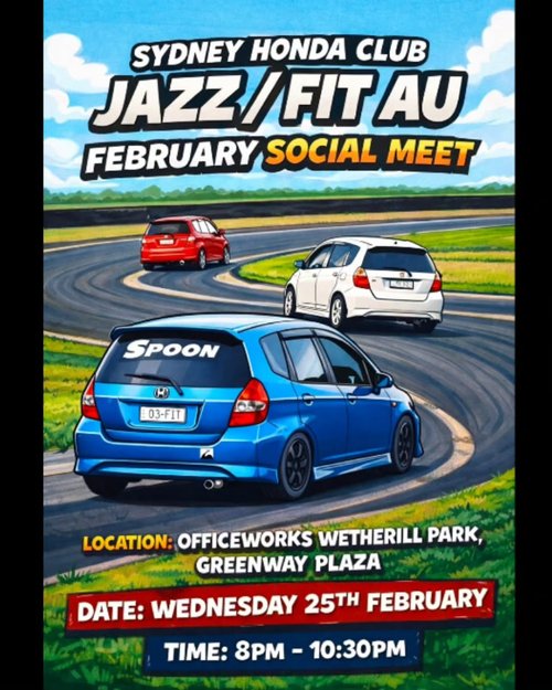 Jazz / Fit AU February Social Meet — JDM car meet in Sydney, NSW on Wednesday 25 February 2026