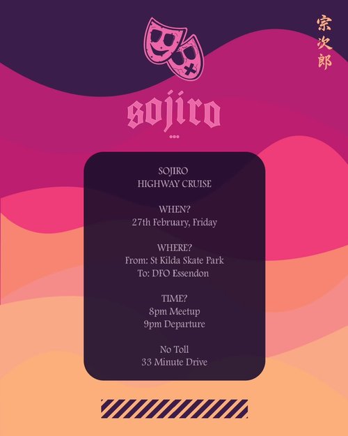 Sojiro Highway Cruise — JDM car meet in Melbourne, VIC on Friday 27 February 2026
