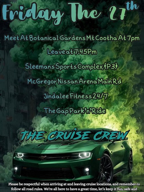 Friday The 27th Cruise — JDM/Euro car meet in Brisbane, QLD on Friday 27 February 2026
