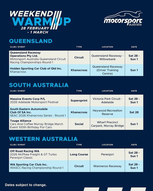 Cars And Coffee Murray Bridge March Event 100th Birthday For Cars — JDM car meet in Adelaide, SA on Sunday 1 March 2026