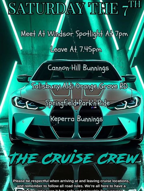 Saturday The 7th Cruise — JDM car meet in Brisbane, QLD on Saturday 7 March 2026