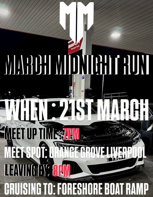 March Midnight Run — car meet in Sydney, NSW on Saturday 21 March 2026