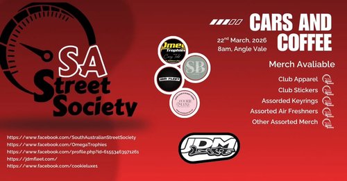 Cars and Coffee — JDM car meet in Adelaide, SA on Sunday 22 March 2026