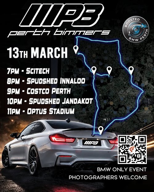 Perth Bimmers Cruise — Euro car meet in Perth, WA on Friday 13 March 2026