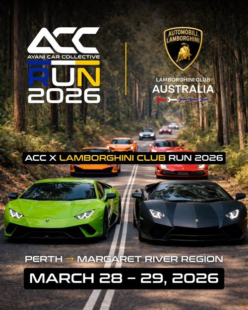ACC x Lamborghini Club Run 2026 — Exotic car meet in Perth, WA on Saturday 28 March 2026