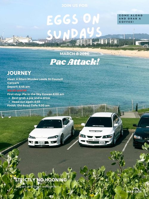 Eggs On Sundays: Pac Attack! — JDM car meet in Sydney, NSW on Sunday 8 March 2026