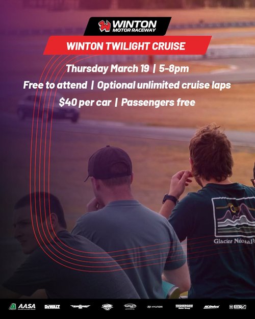 Winton Twilight Cruise — Muscle track day in Melbourne, VIC on Thursday 19 March 2026