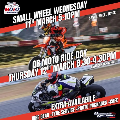 QR Moto Ride Day — track day in Brisbane, QLD on Thursday 12 March 2026