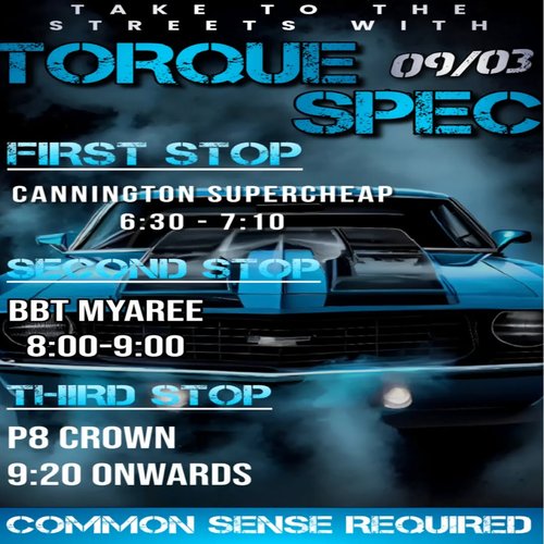 Take to the Streets with Torque Spec — Muscle car meet in Perth, WA on Monday 9 March 2026