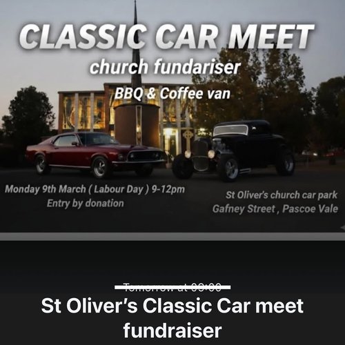 St Oliver's Classic Car meet fundraiser — Classic/Muscle car meet in Melbourne, VIC on Monday 9 March 2026