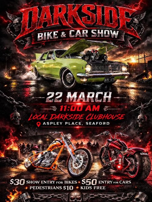 Darkside Bike & Car Show — Muscle/Classic car meet in Melbourne, VIC on Sunday 22 March 2026