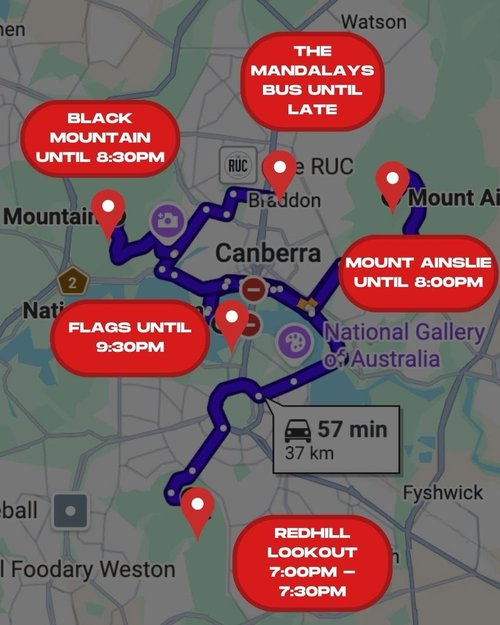 Sanctum March Ride Route — car meet in Canberra, NSW on Saturday 14 March 2026