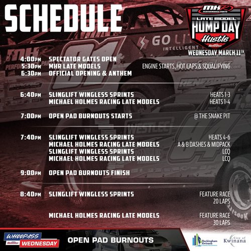 Michael Holmes Racing Late Model Hump Day Hustle & WhoopAss Wednesday — Muscle spectator event in Perth, WA on Wednesday 11 March 2026
