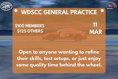 WDSCC General Practice — track day in Toowoomba, QLD on Wednesday 11 March 2026