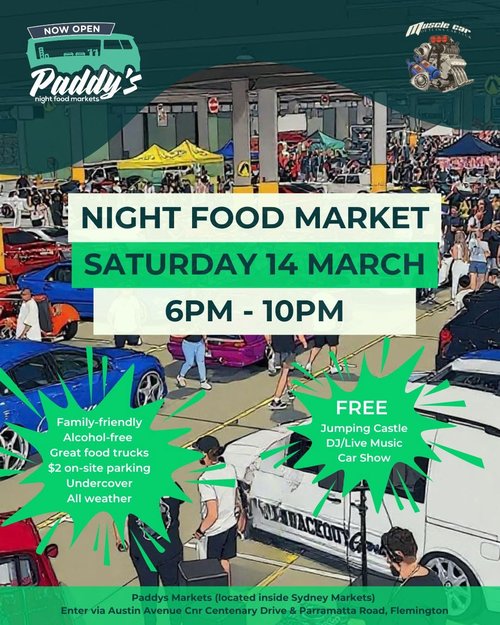 Night Food Market — Classic/Exotic car meet in Sydney, NSW on Saturday 14 March 2026