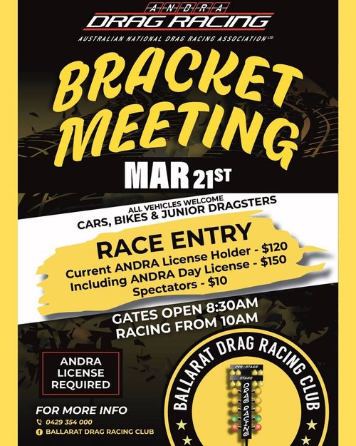 Bracket Meeting — Muscle track day in Ballarat, VIC on Saturday 21 March 2026