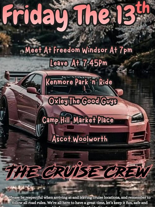 Friday The 13th Cruise — JDM car meet in Brisbane, QLD on Friday 13 March 2026