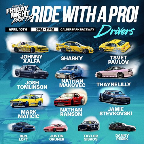 Friday Night Drifts - Ride With A Pro! — JDM/Muscle track day in Melbourne, VIC on Friday 10 April 2026