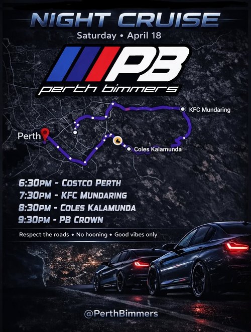 Night Cruise — Euro car meet in Perth, WA on Saturday 18 April 2026