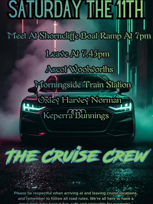 The Cruise Crew Cruise — JDM car meet in Brisbane, QLD on Saturday 11 April 2026