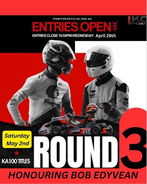 IKC Club Championship Round 3: The Bob Edyvean KA100 Titles — track day in Brisbane, QLD on Saturday 2 May 2026