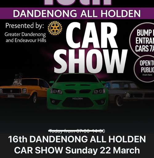 16th Dandenong All Holden Car Show — Muscle/Classic car meet in Melbourne, VIC on Sunday 22 March 2026