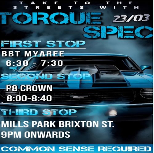 Torque Spec Cruise — Muscle car meet in Perth, WA on Monday 23 March 2026