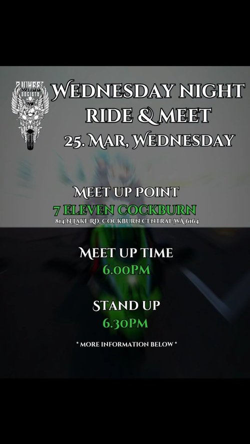Wednesday Night Ride & Meet — car meet in Perth, WA on Wednesday 25 March 2026