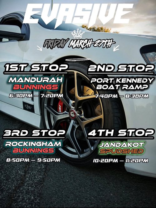 Evasive Cruise — JDM/Muscle car meet in Perth, WA on Friday 27 March 2026