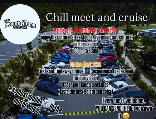 Chill meet and cruise — JDM car meet in Brisbane, QLD on Saturday 11 April 2026
