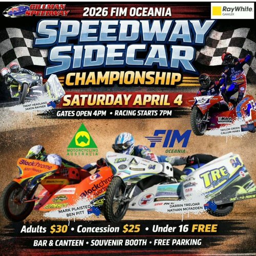 2026 FIM Oceania Speedway Sidecar Championship — spectator event in Adelaide, SA on Saturday 4 April 2026