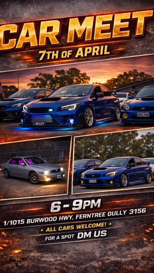 Car Meet — JDM car meet in Melbourne, VIC on Tuesday 7 April 2026