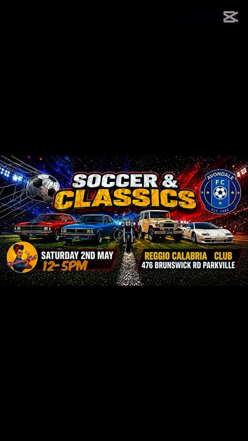 Soccer & Classics — Classic/Muscle car meet in Melbourne, VIC on Saturday 2 May 2026