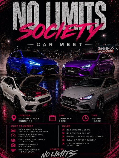 No Limits Society Car Meet — JDM/Euro car meet in Sydney, NSW on Saturday 23 May 2026