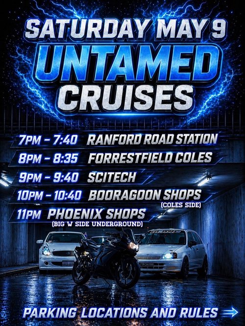 Untamed Cruises — Muscle car meet in Perth, WA on Saturday 9 May 2026