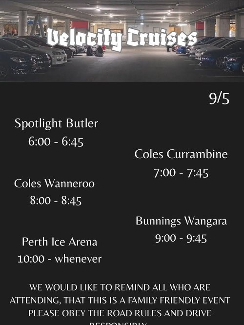 Velocity Cruises Mental Health Awareness Fundraiser — car meet in Perth, WA on Saturday 9 May 2026