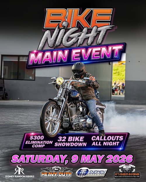 Bike Night Main Event — Muscle track day in Sydney, NSW on Saturday 9 May 2026