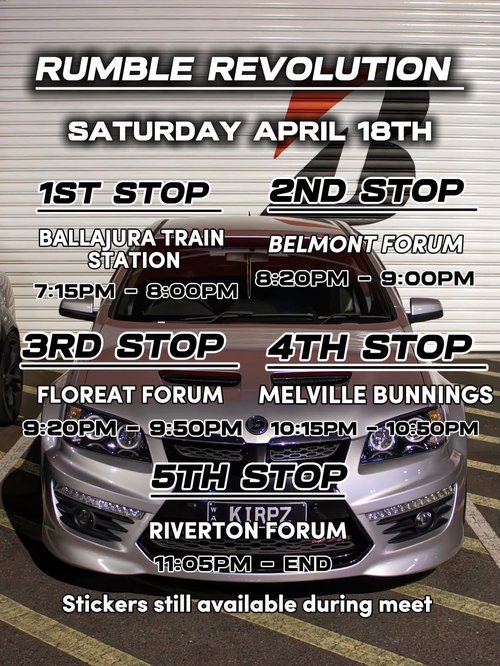 Rumble Revolution — JDM/Muscle car meet in Perth, WA on Saturday 18 April 2026