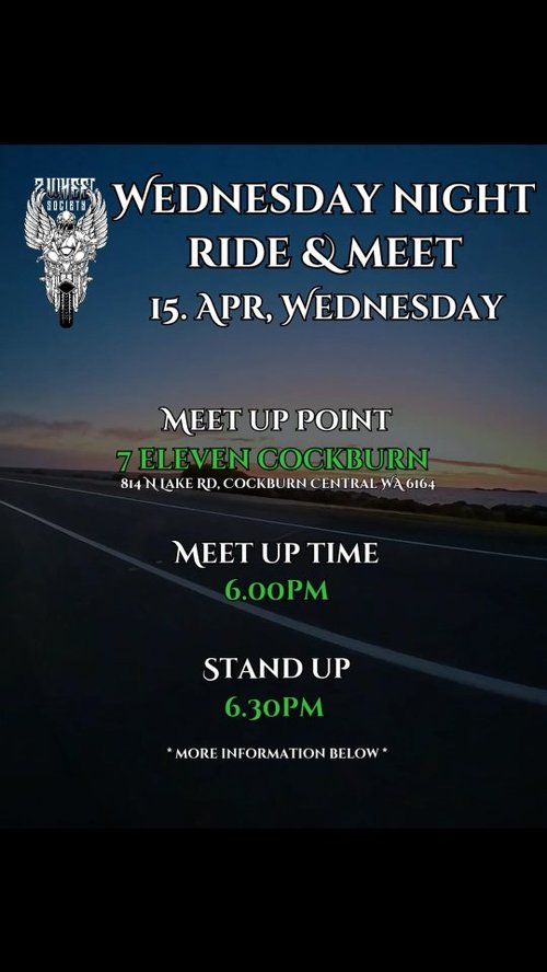 Wednesday Night Ride & Meet — car meet in Perth, WA on Wednesday 15 April 2026