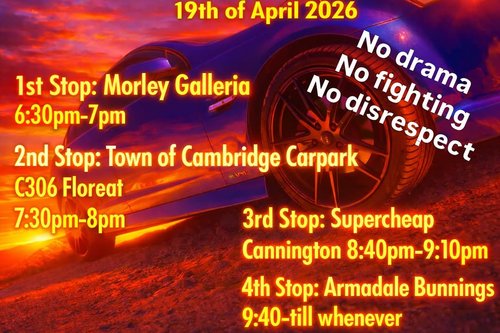 Sunset Sunday Cruise — car meet in Perth, WA on Sunday 19 April 2026
