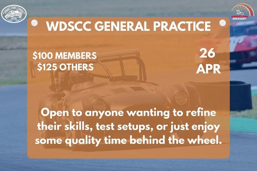 WDSCC General Practice — Muscle track day in Toowoomba, QLD on Sunday 26 April 2026