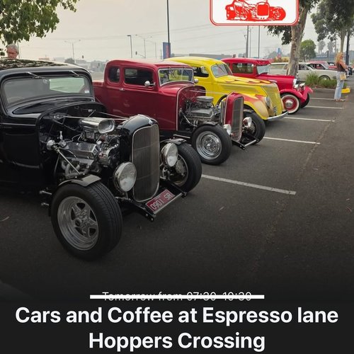 Cars and Coffee at Espresso Lane — Muscle/Classic car meet in Geelong, VIC on Sunday 26 April 2026